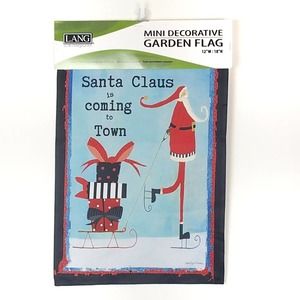 Santa Claus Is Coming To Town Skating Presents 12 x 18 Garden Flag Banner
